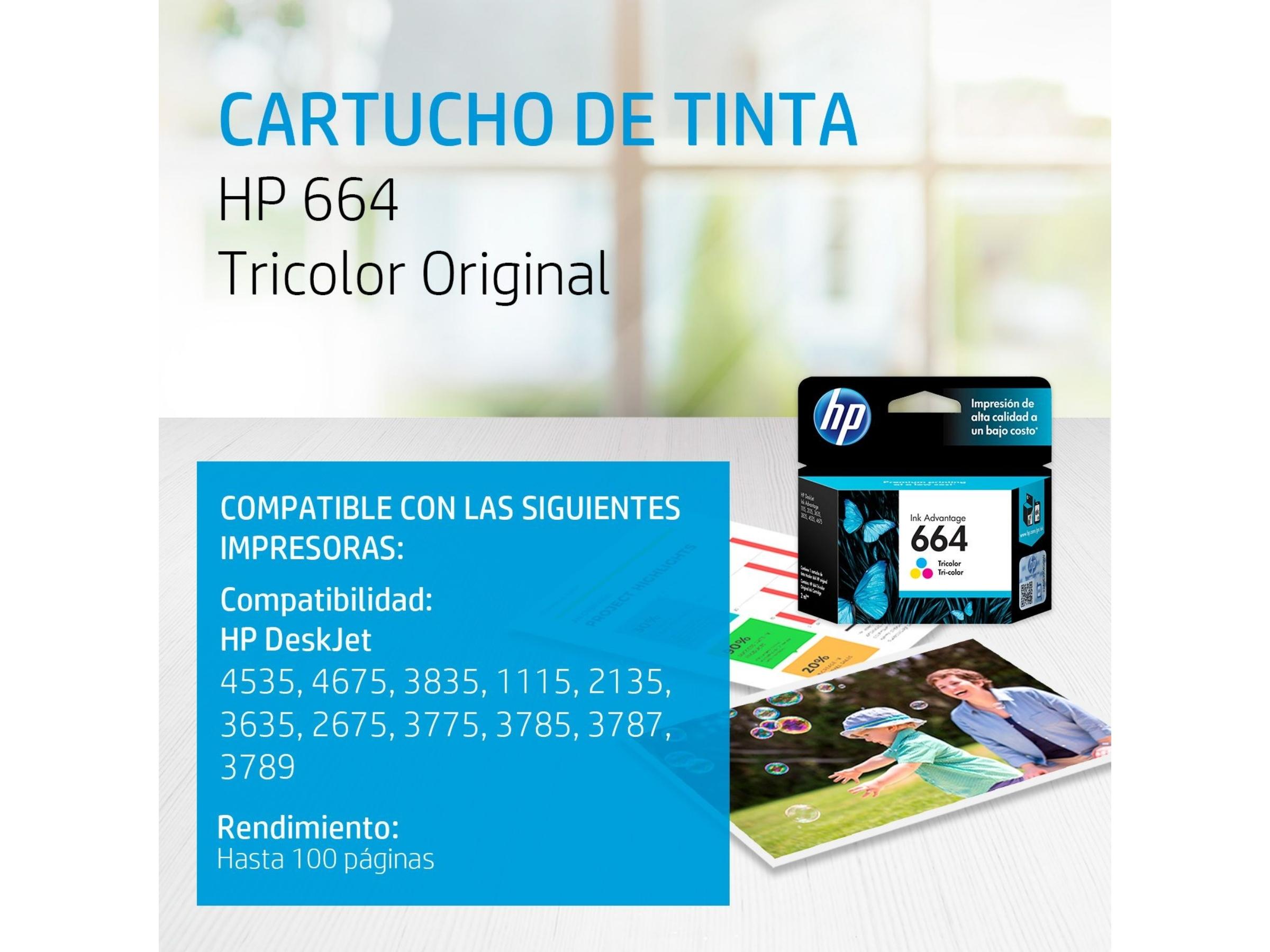 CARTUCHO DE TINTA HP 664 TRICOLOR (F6V28AL) 1115/2135/3635/4535/4675